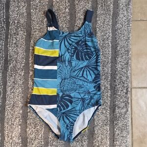 NWOT!Blue and Yellow Patterned Swimsuit